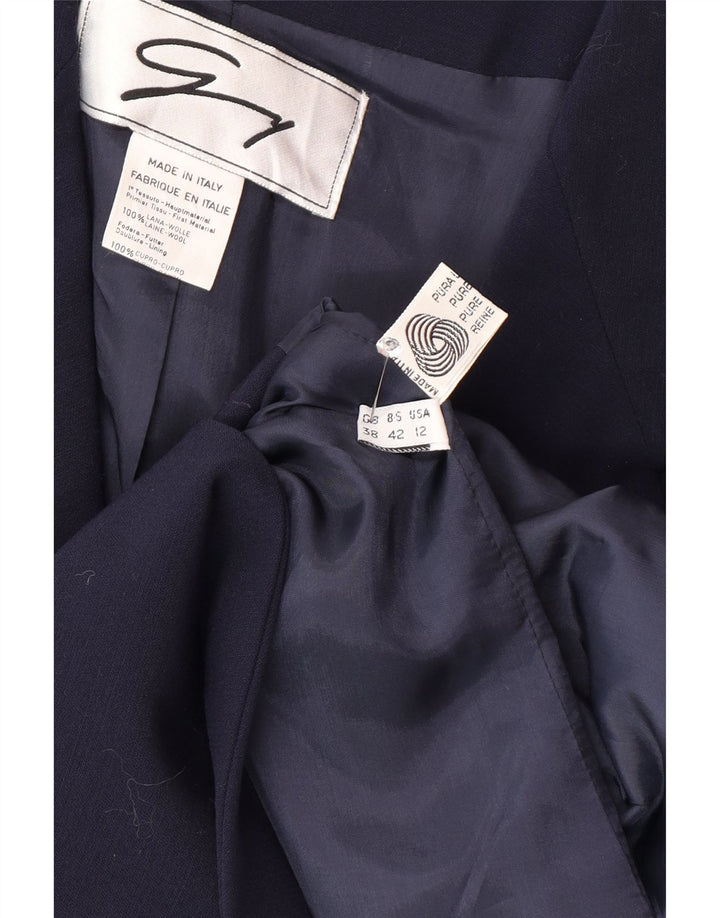 GENNY Damen-Blazerjacke mit 1 Knopf, US 12, große marineblaue Wolle