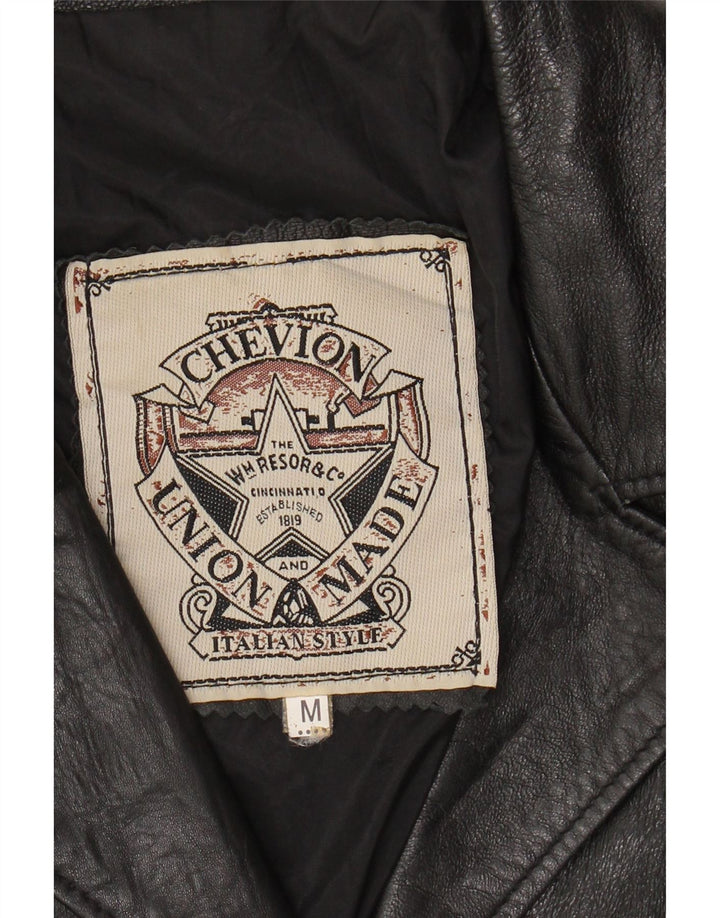 VINTAGE Damen Lederjacke UK 14 Medium Schwarz