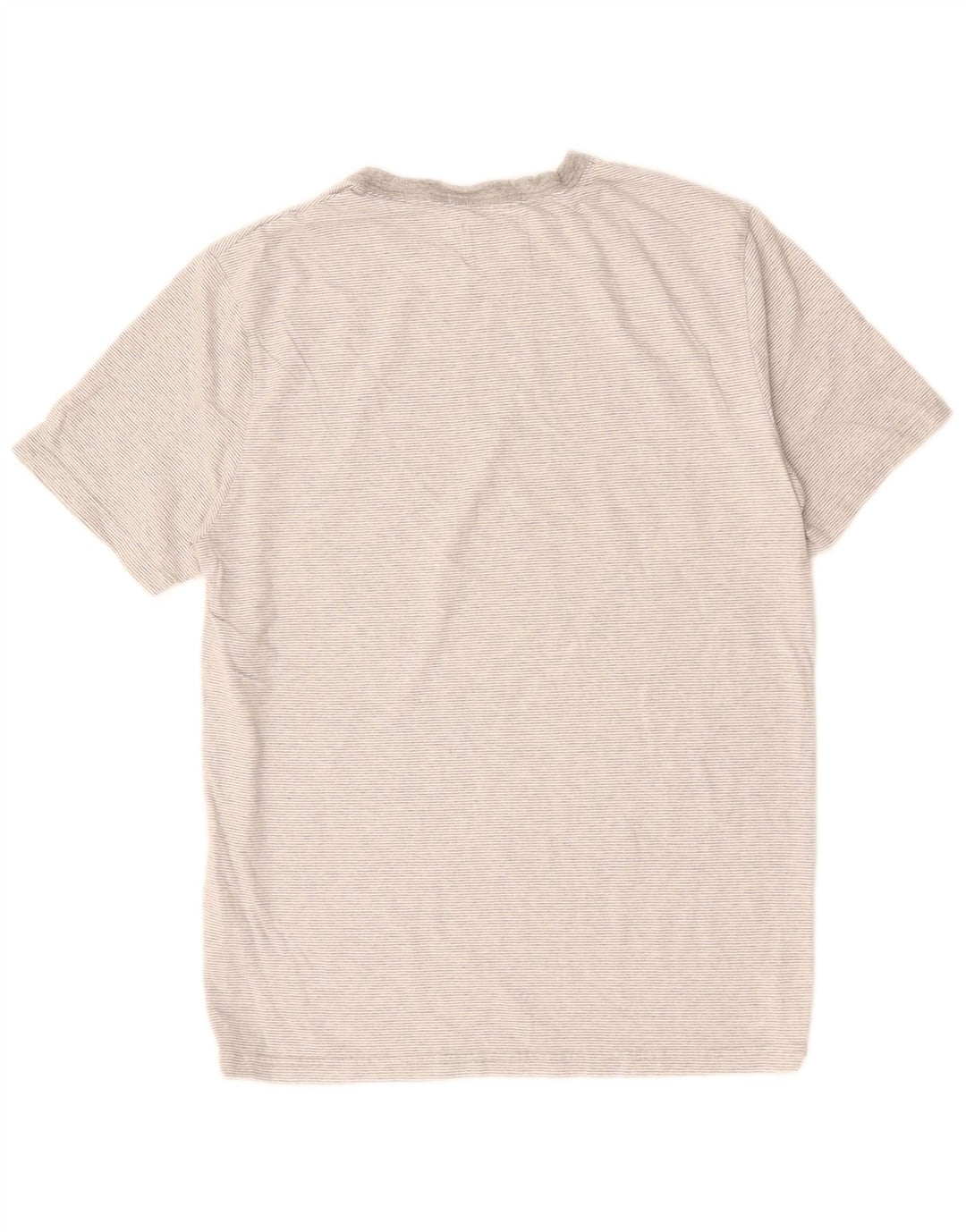 WHITE STUFF Herren-T-Shirt-Oberteil aus mittelgrauer Nadelstreifen-Baumwolle