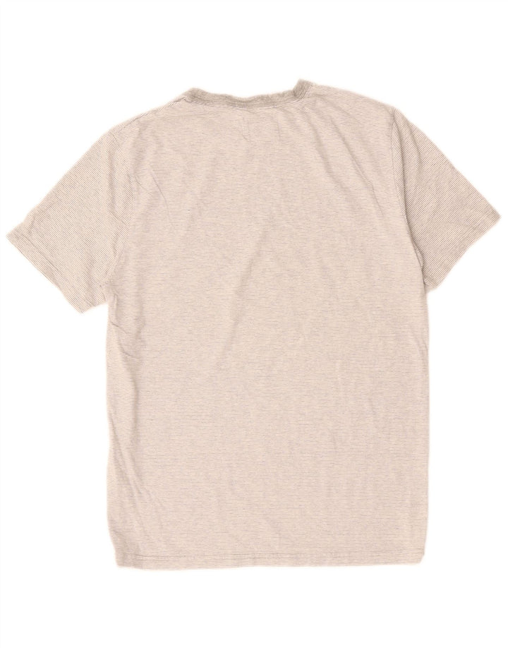 WHITE STUFF Herren-T-Shirt-Oberteil aus mittelgrauer Nadelstreifen-Baumwolle