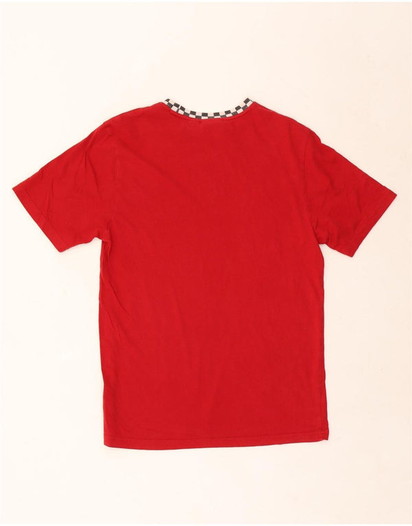 Vans Damen T-Shirt Top UK 16 Große rote geometrische Baumwolle