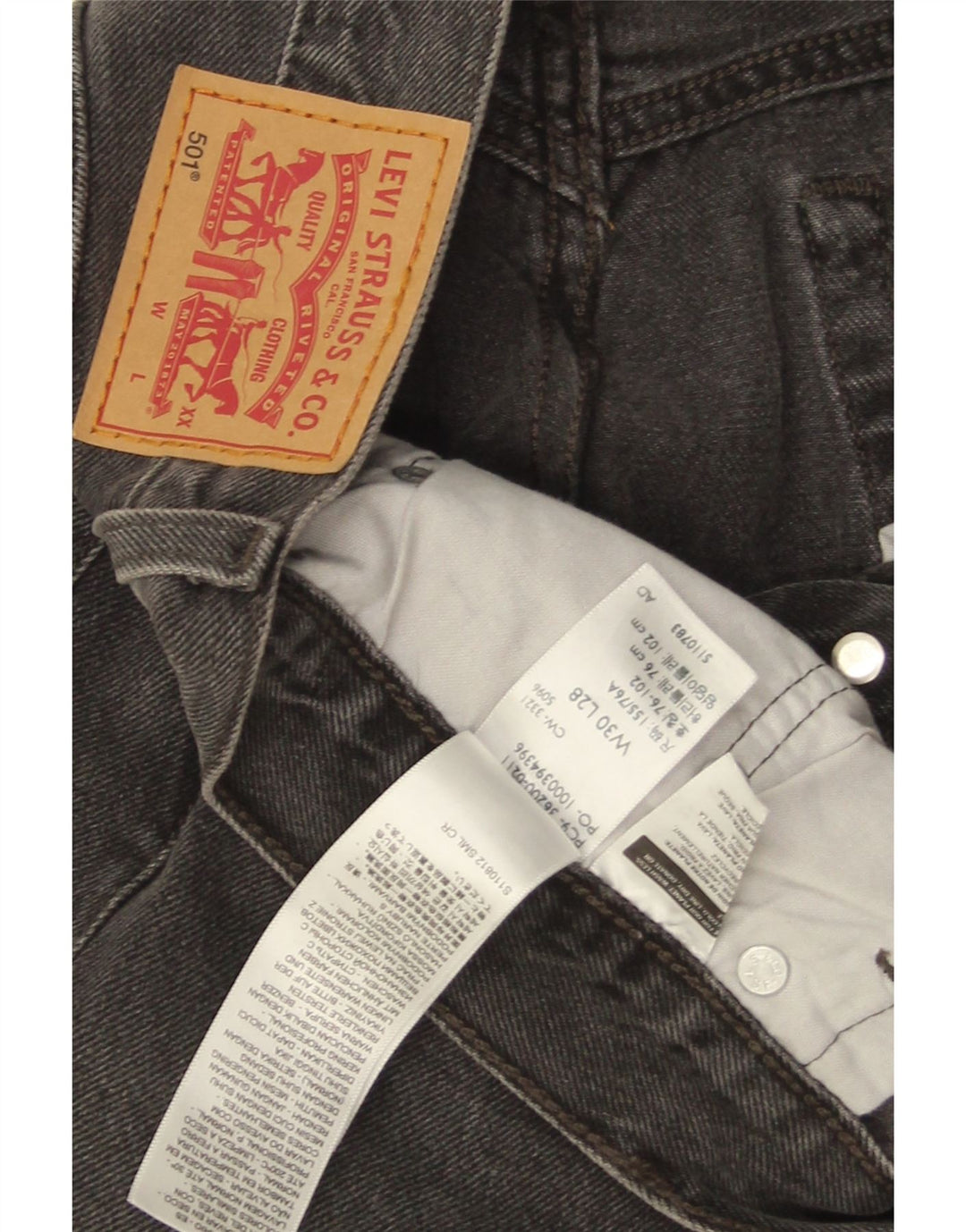 Levi's Herren 501 Straight Jeans W30 L28 Schwarze Baumwolle