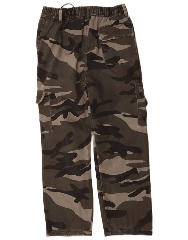 VINTAGE Damen Crop Straight Cargohose Klein W27 L25 Khaki Camouflage