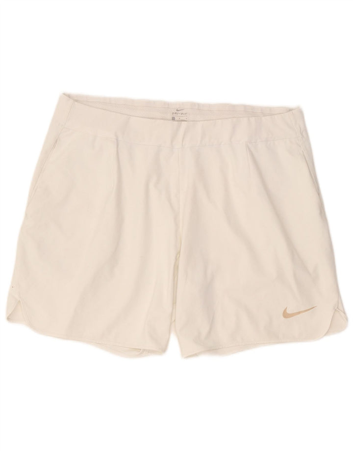 Nike Damen Dri Fit Sport Shorts UK 16 Large Weiß Polyester
