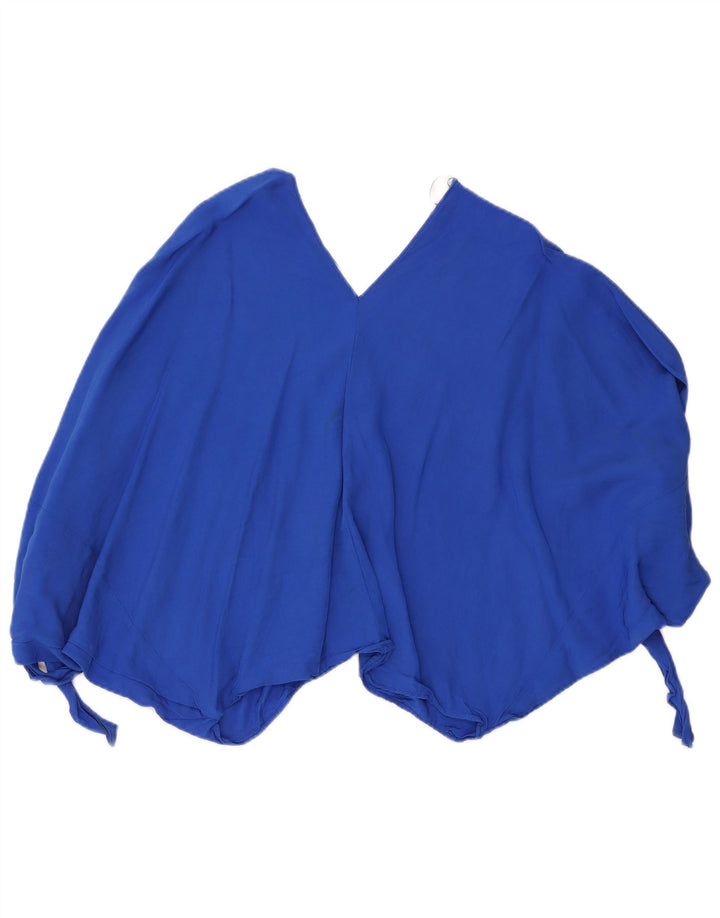 Übergroßes Crop-Blusenoberteil von Zara für Damen, UK 14, mittelblaue Viskose