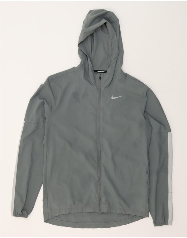 Nike Mens Dri Fit Hooded Tracksuit Top Jacket Small Grey Colourblock