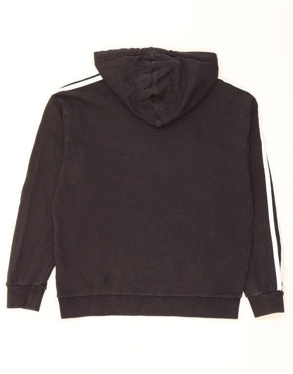 Adidas Womens Graphic Oversized Hoodie Pullover UK 6 XS Schwarz Baumwolle