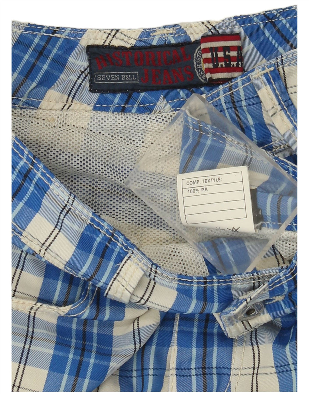 Roy Rogers Damen Freizeitshorts IT 44 Medium W30 Blau kariertes Polyamid