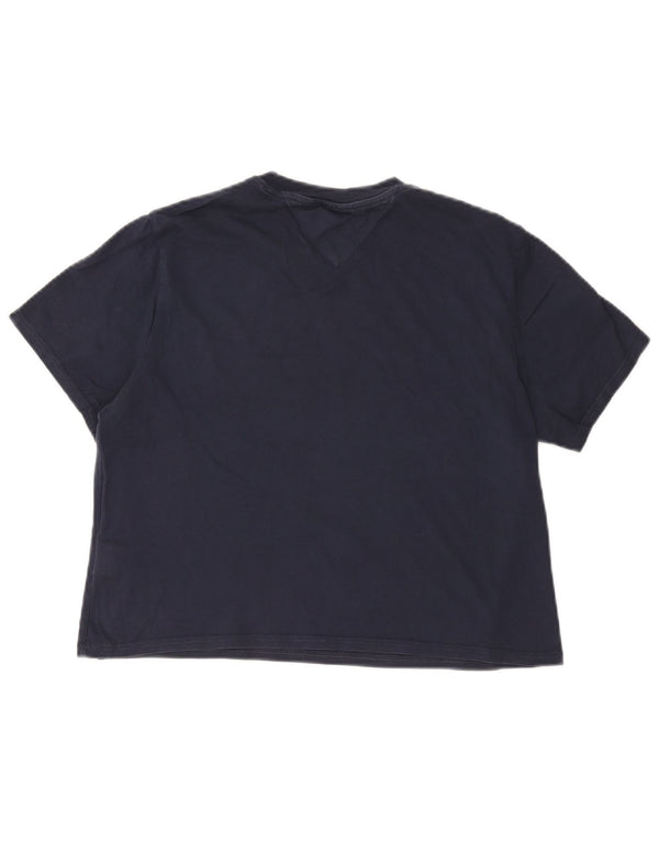 Tommy Hilfiger Damen Crop Graphic T-Shirt Top UK 14 Medium Marineblau