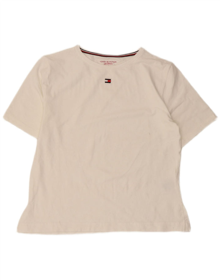 TOMMY HILFIGER Damen T-Shirt Top UK 14 Mittelweiße Baumwolle