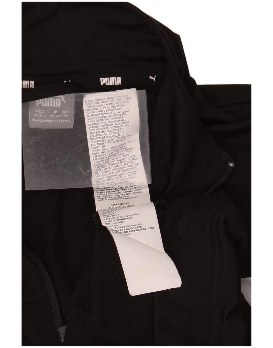 PUMA Jungen-Trainingsanzug, Top-Jacke, 15–16 Jahre, schwarzes Farbblock-Polyester