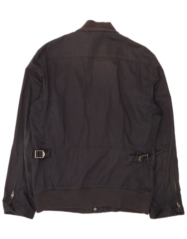 French Connection Herren Bomberjacke UK 40 Large Marineblau Baumwolle