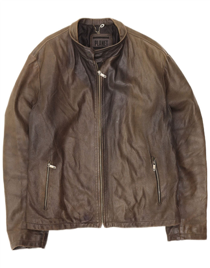 Planet Herren Lederjacke IT 54 2XL Grün