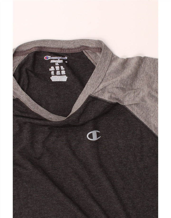 CHAMPION Mens Top Long Sleeve XL Grey Colourblock Vintage Champion and Second-Hand Champion from Messina Hembry 