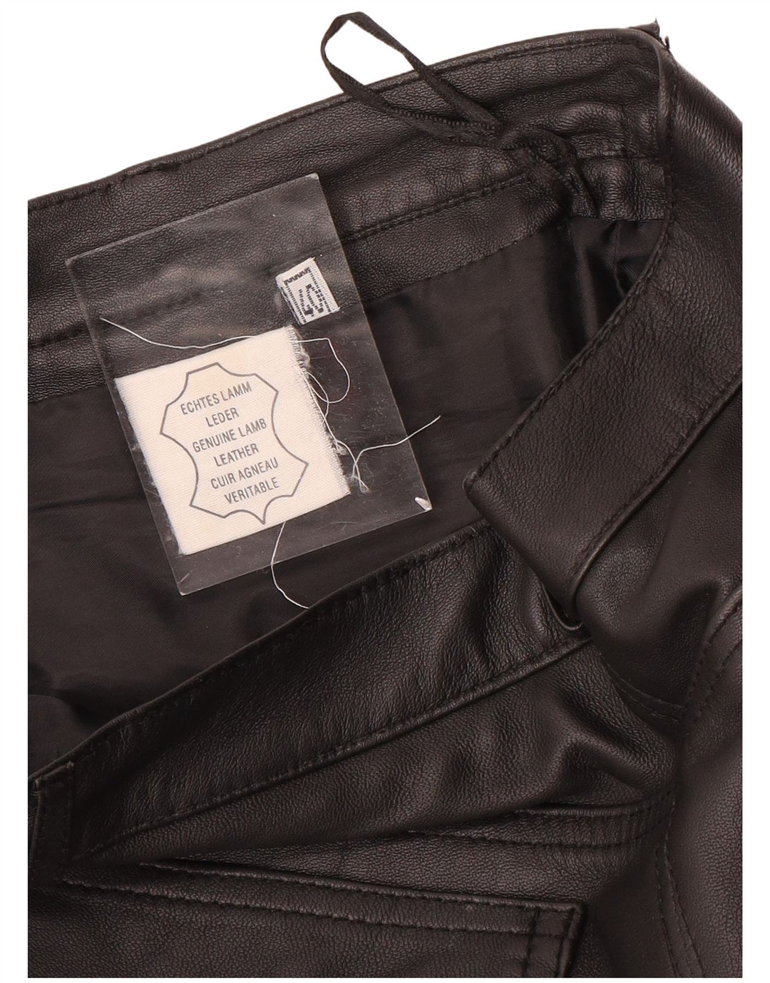 VINTAGE Gerade Damenhose EU 40 Mittel W28 L29 Schwarzes Leder