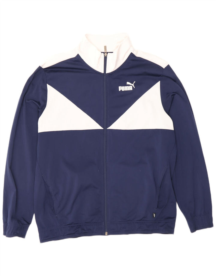 PUMA Mens Tracksuit Top Jacket Large Navy Blue Colourblock