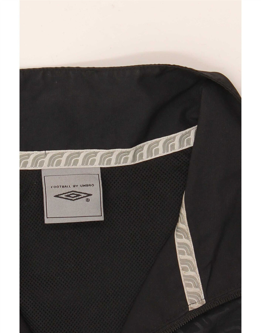Umbro Herren-Trainingsanzug-Top-Jacke, großes schwarzes geometrisches Polyester