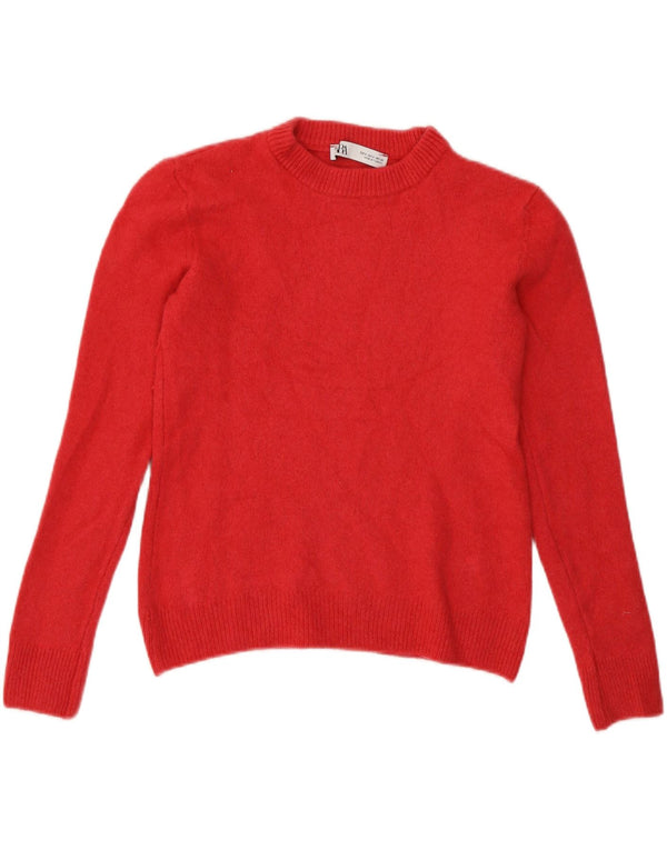 Zara Damen Crop Crew Neck Pullover Pullover UK 10 Small Pink