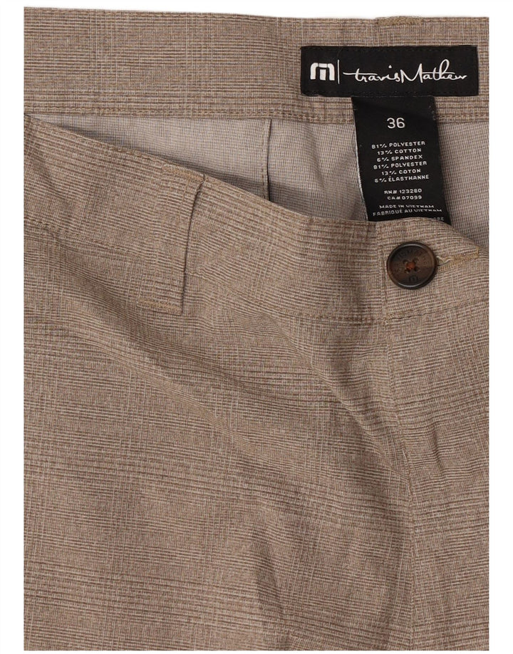 Travis Mathew Herren Chino-Shorts W36 Large Beige Check Polyester