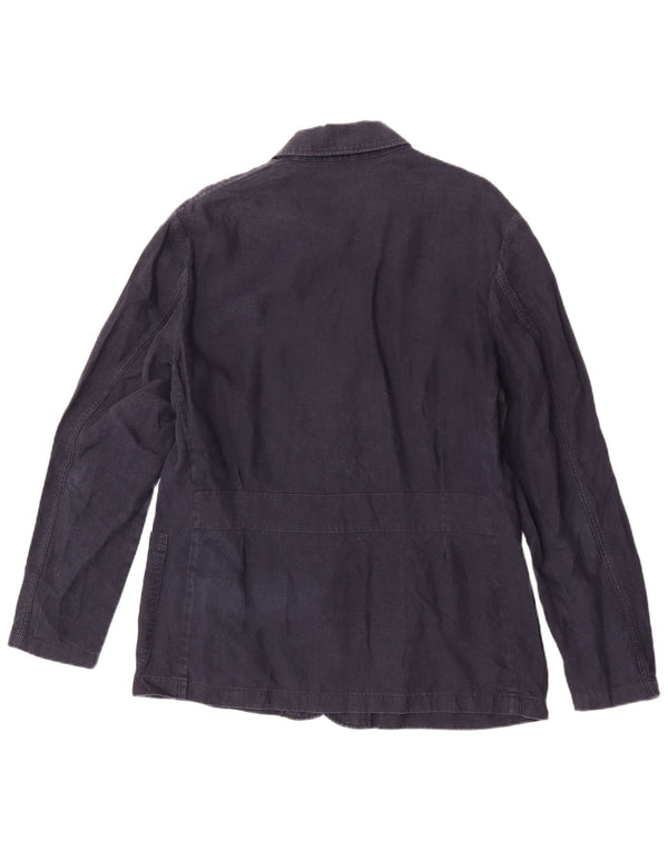 Massimo Dutti Herren-Utility-Jacke UK 40 Large Marineblaues Leinen