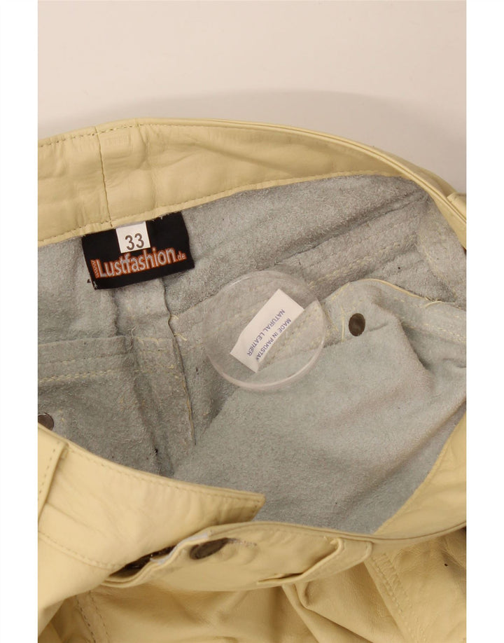 Vintage Damen Leder Casual Shorts W33 Großes gelbes Leder