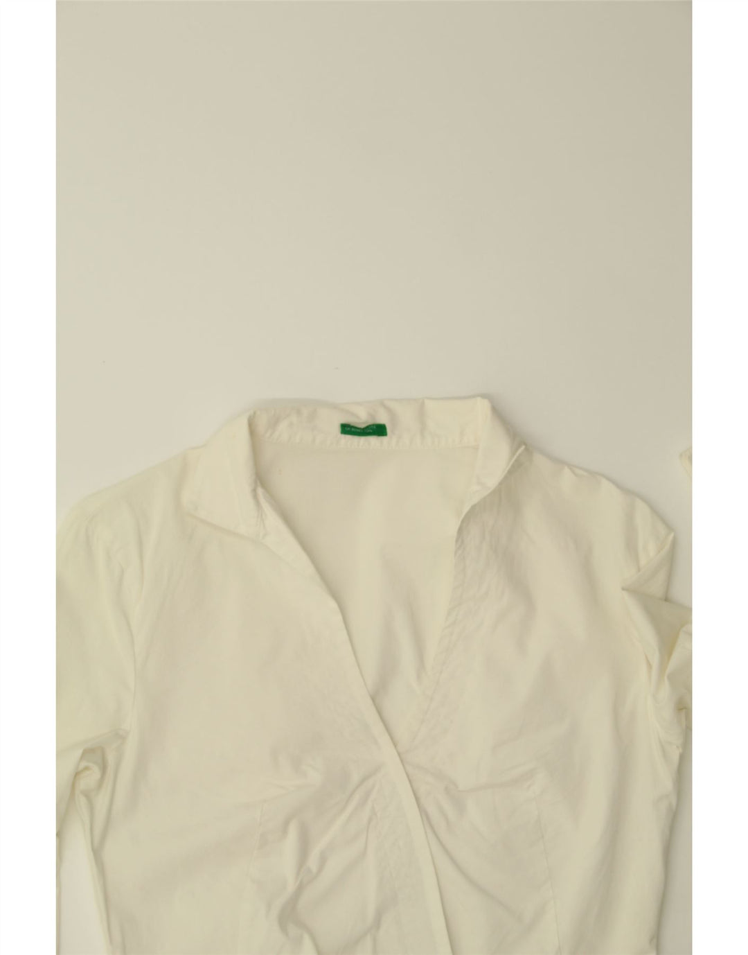 BENETTON Damen Hemdbluse UK 12 Mittelweiße Baumwolle