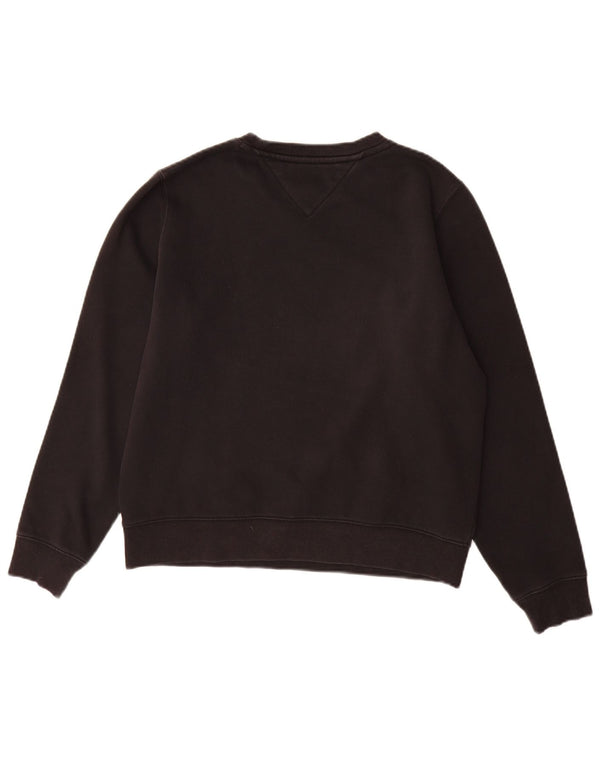 Tommy Hilfiger Damen-Sweatshirt-Pullover UK 14 Mittelschwarze Baumwolle
