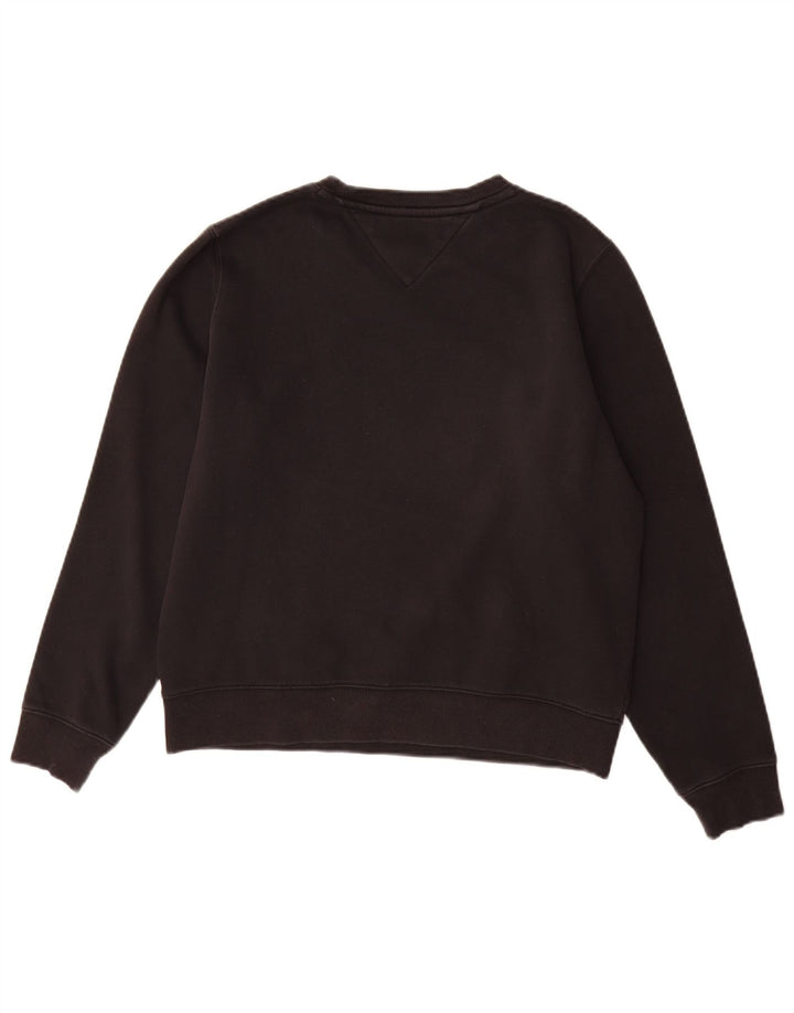 Tommy Hilfiger Damen-Sweatshirt-Pullover UK 14 Mittelschwarze Baumwolle
