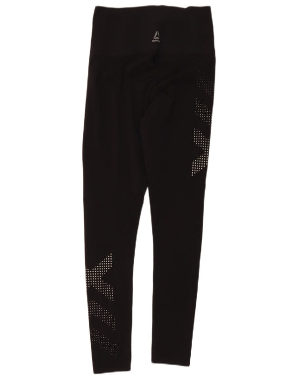 Reebok Damen Graphic Leggings UK 10 Small Schwarz