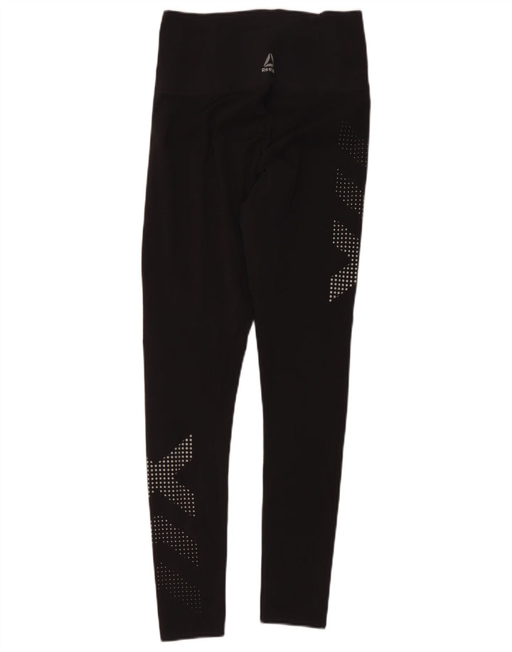 Reebok Damen Graphic Leggings UK 10 Small Schwarz