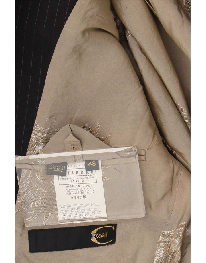 Just Cavalli Herren-Blazer mit 3 Knöpfen, IT 48, mittelschwarz, gestreift, Baumwolle