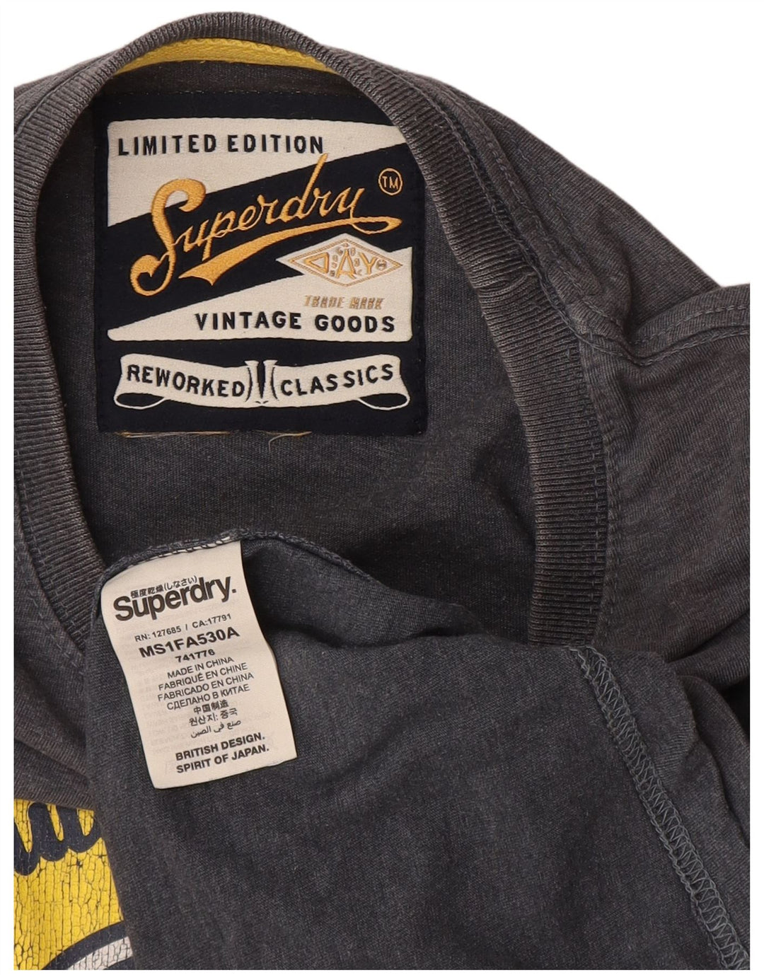 Superdry Herren Grafik-T-Shirt-Oberteil aus mittelgrauer Baumwolle
