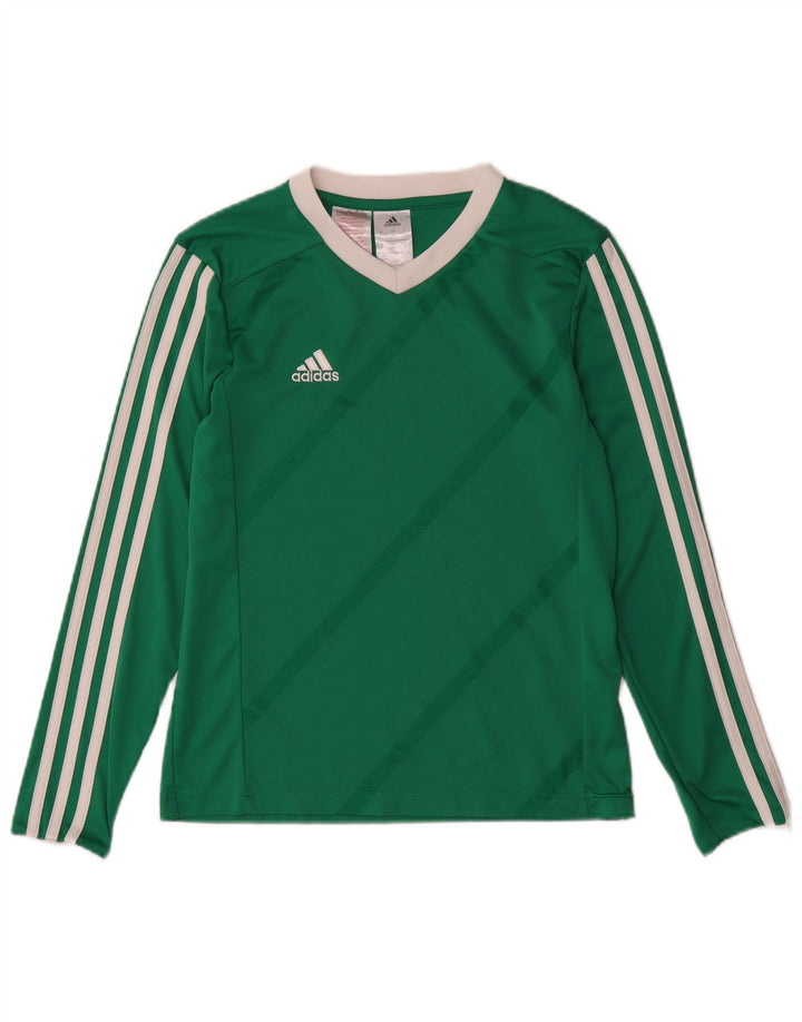 ADIDAS Jungen-Top, langärmelig, 11–12 Jahre, groß, grün gestreift, Polyester
