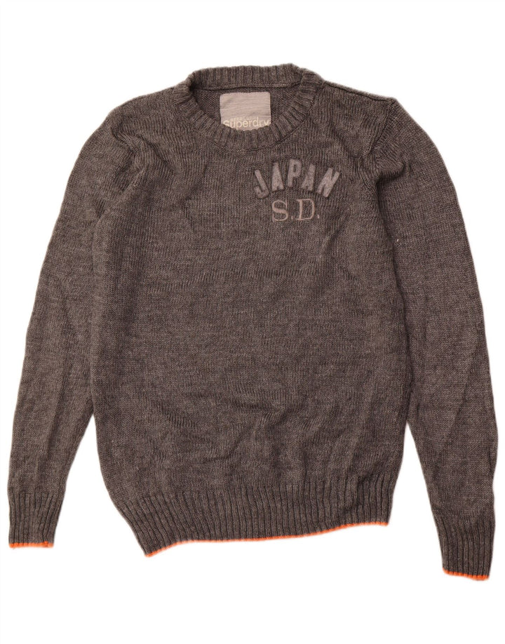 Superdry Herren-Pullover mit grafischem Rundhalsausschnitt, Größe L, Acryl, Grau