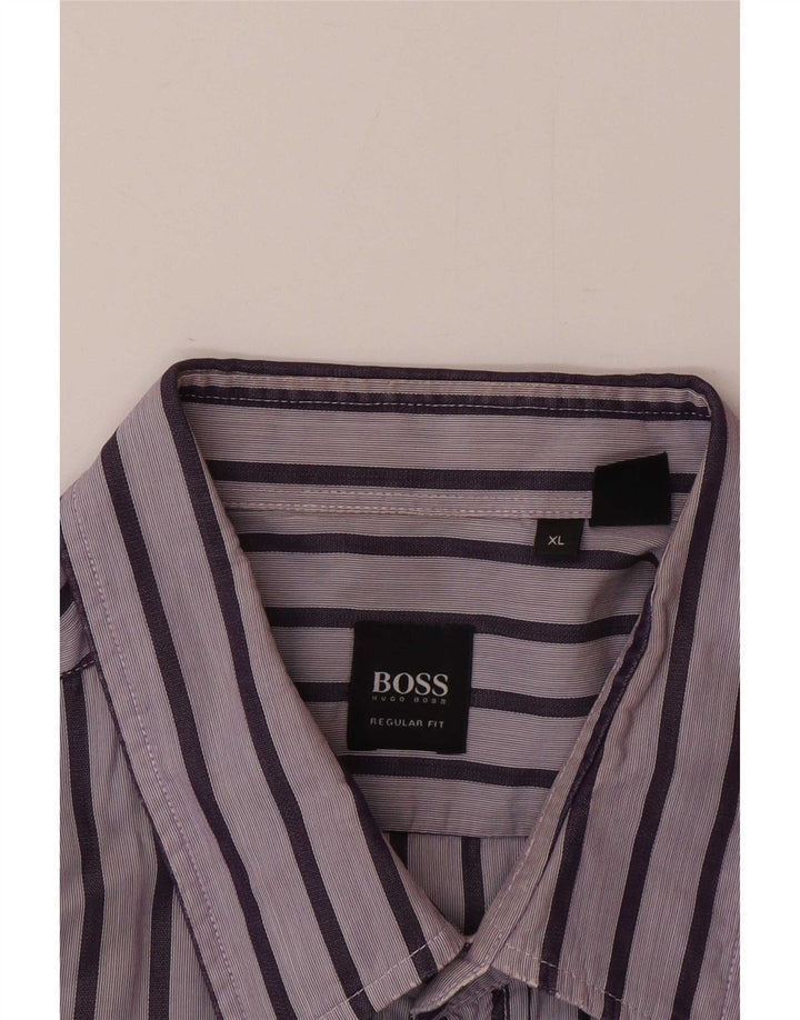 Hugo Boss Herren Regular Fit Hemd XL Lila gestreift