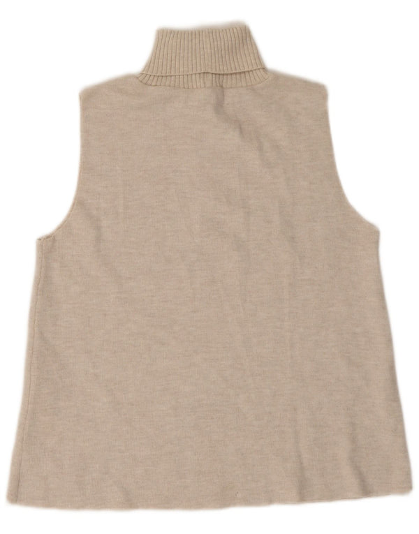 Zara Damen Weste Tank Top UK 14 Large Beige Polyester