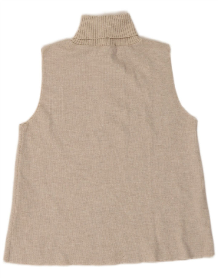 Zara Damen Weste Tank Top UK 14 Large Beige Polyester