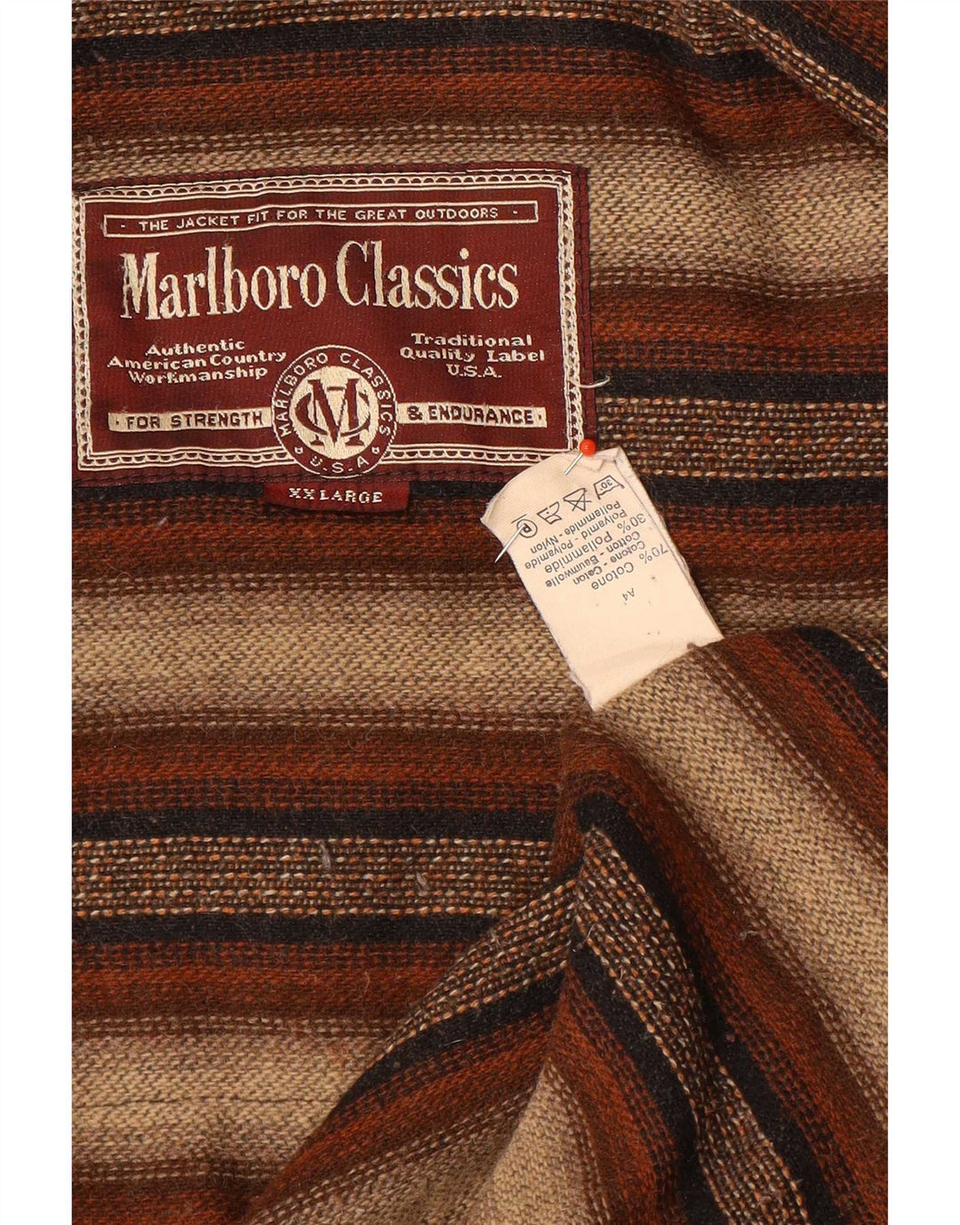 Marlboro Classics Herren-Utility-Jacke UK 44 2XL Braune Baumwolle