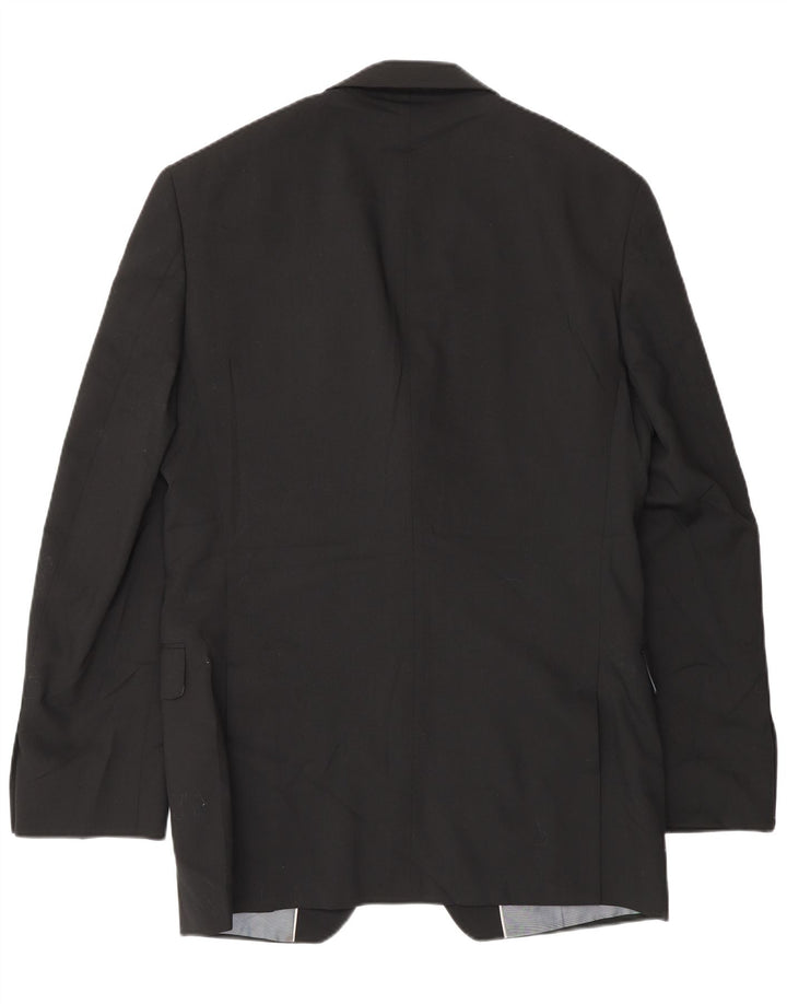 Marks & Spencer Herren Longline 2-Knopf-Blazerjacke UK 36 Small Schwarze Wolle