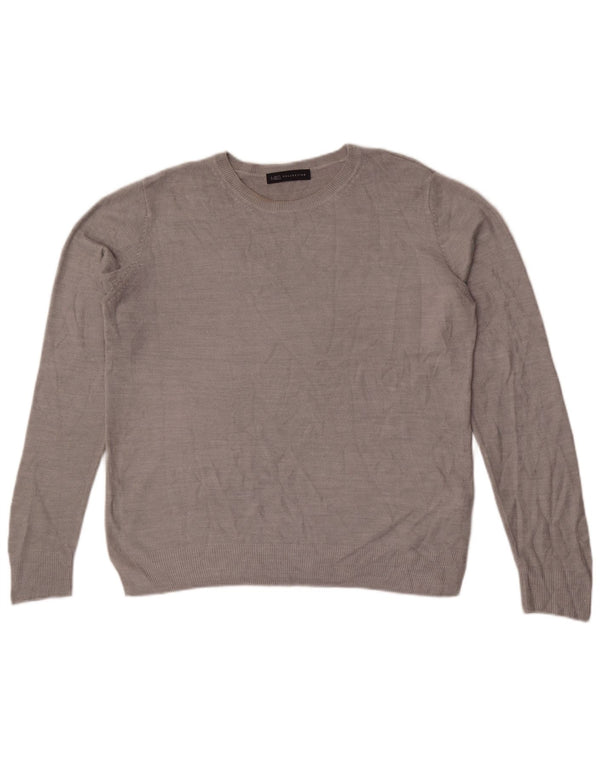 Marks & Spencer Damen-Pullover mit Rundhalsausschnitt, Gr. 40, Größe L, Grau, Acryl
