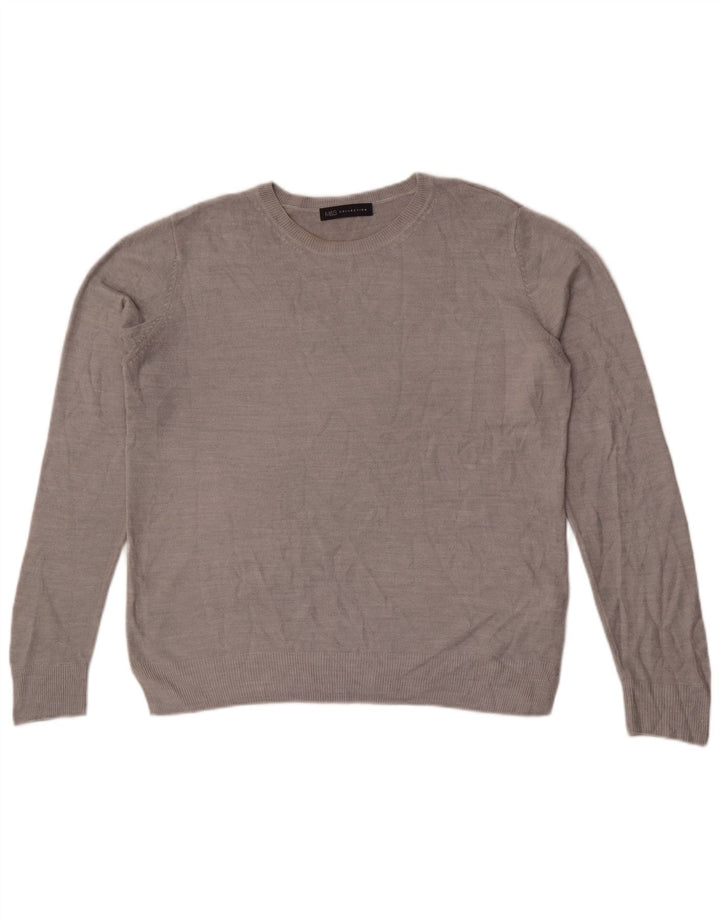 Marks & Spencer Damen-Pullover mit Rundhalsausschnitt, Gr. 40, Größe L, Grau, Acryl