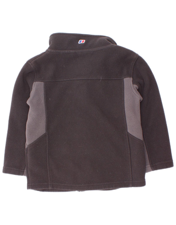 Bergans Fleecejacke für Jungen, 5–6 Jahre, schwarzes Colourblock-Polyester