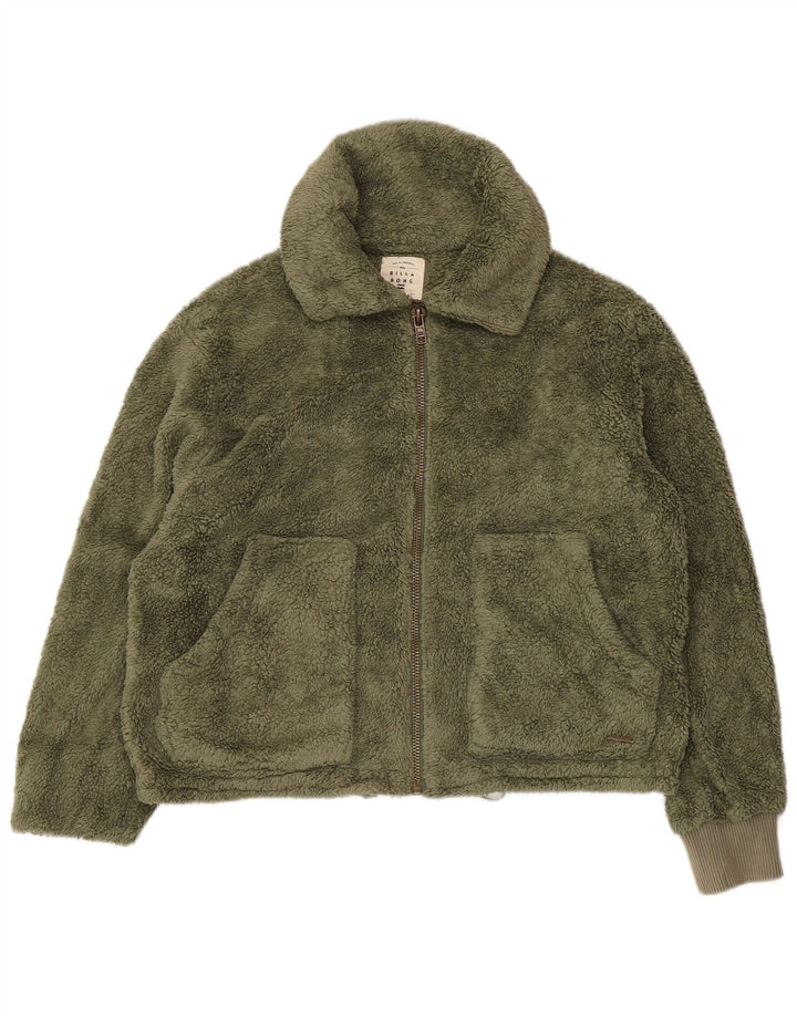 Billabong Damen Übergroße Fleecejacke UK 10 Small Grün Polyester