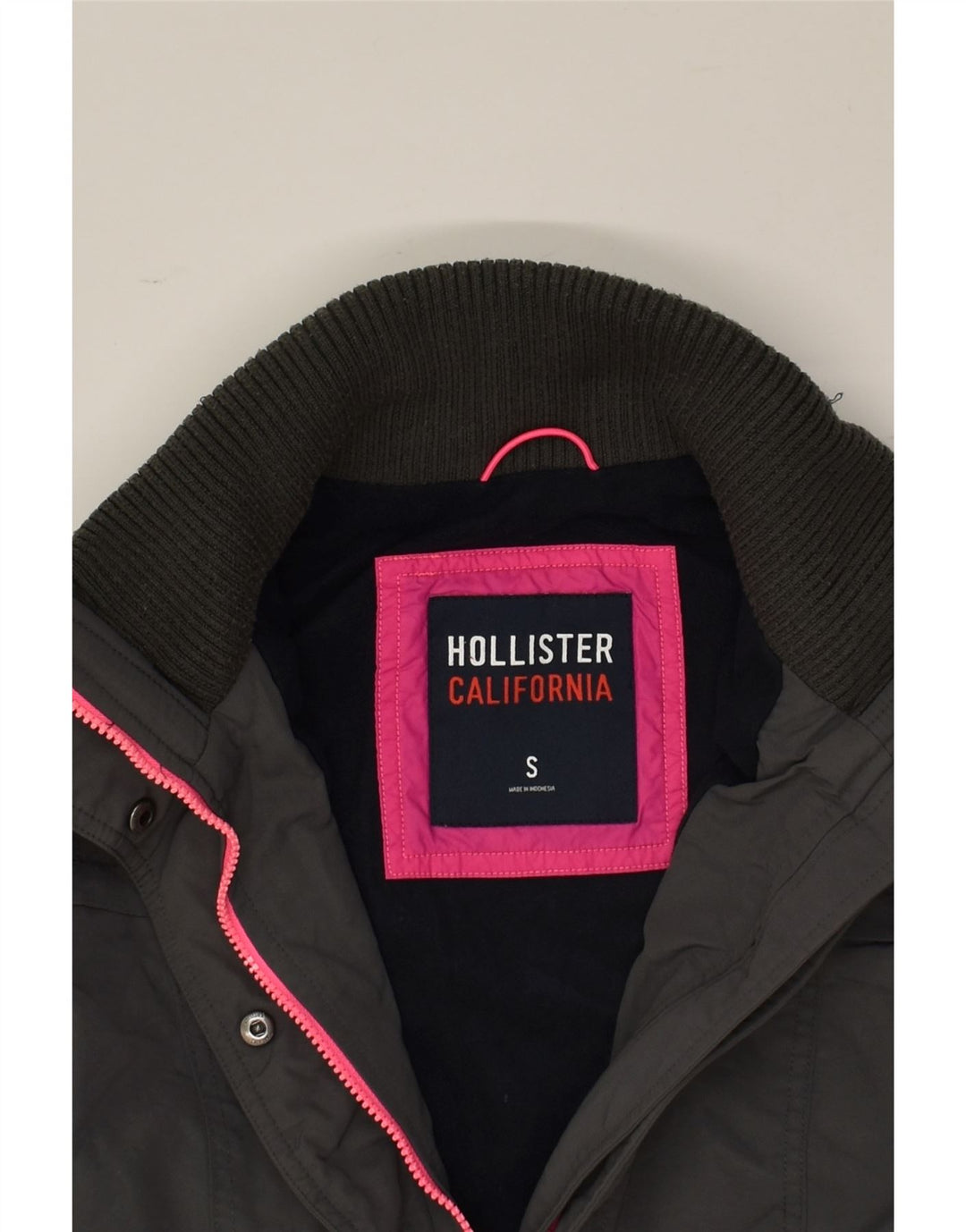 HOLLISTER Damen Windjacke UK 10 Small Grau Polyester