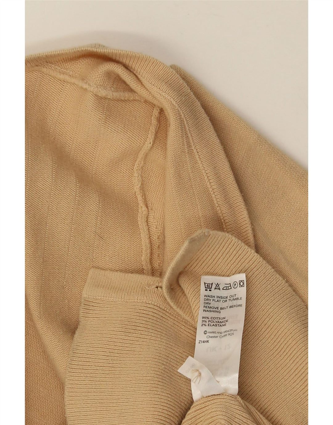 MARKS & SPENCER Damen Crop Cardigan Pullover UK 12 Mittelbeige Baumwolle