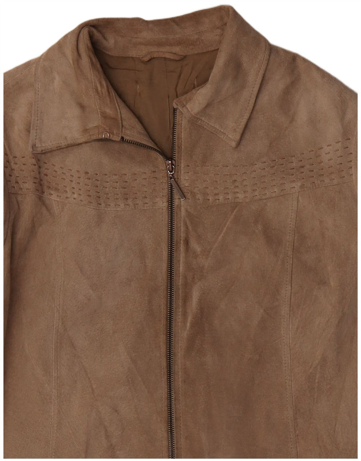 VINTAGE Damen Wildlederjacke UK 16 Large Beige