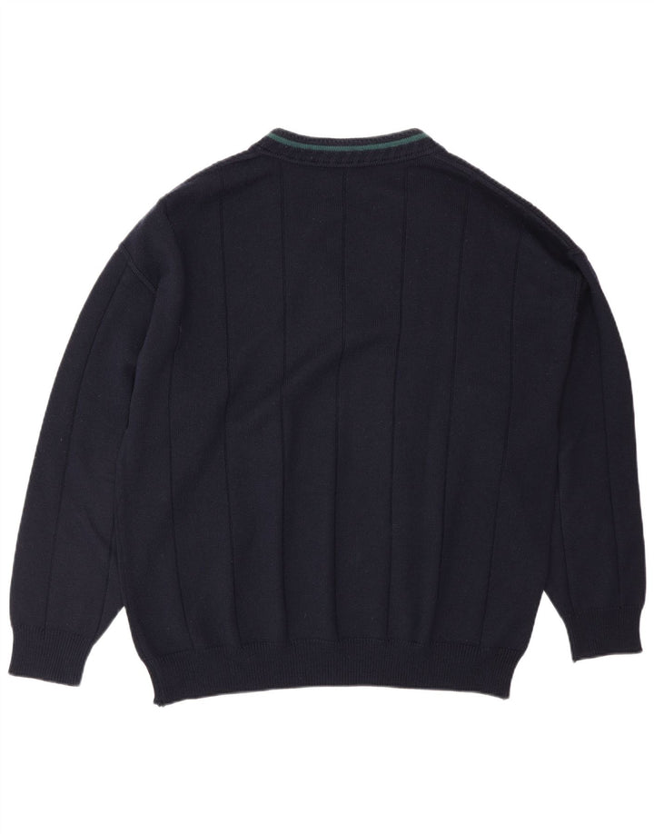 Il Granchio Herren-Pullover mit V-Ausschnitt, große marineblaue Wolle