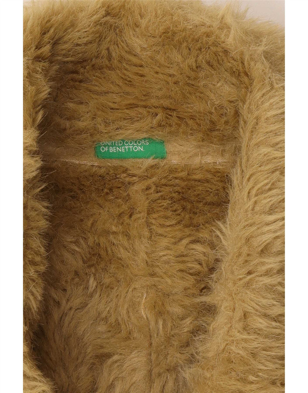 Benetton Damen Sherpa Jacke IT 46 Large Grün Polyester