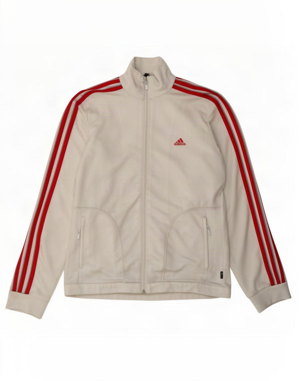 Adidas Damen Trainingsanzug Top Jacke UK 16 Large Weiß Polyester