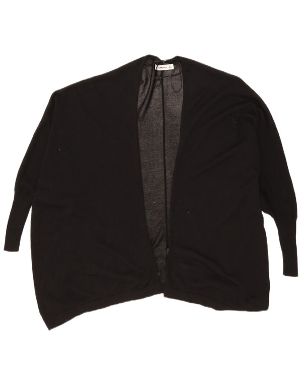 Zara Womens Loose Fit Open Cardigan Pullover UK 10 Small Schwarze Viskose